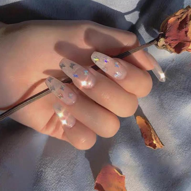 Мини сверкающий лазерный блеск для ногтей сверкающий красочный патч любовь бабочка волна точка звездный лазер серебряный блеск для ногтей украшение