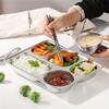 Разделенная тарелка из нержавеющей стали - поднос для школьных обедов с 5 отделениями, глубокая квадратная сервировка для блюд, можно мыть в посудомоечной машине