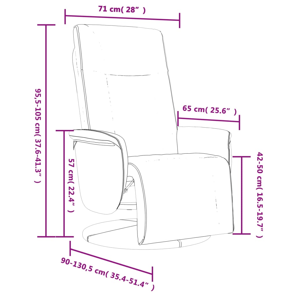 Relaxation Armchair with Footrest White Faux Leather