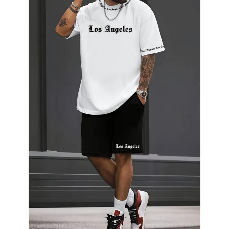 Мужские повседневные шорты с коротким рукавом, узор в виде алфавита, полиэстер, спанде, круглый вырез, без рукавов, стандартный крой, на лето