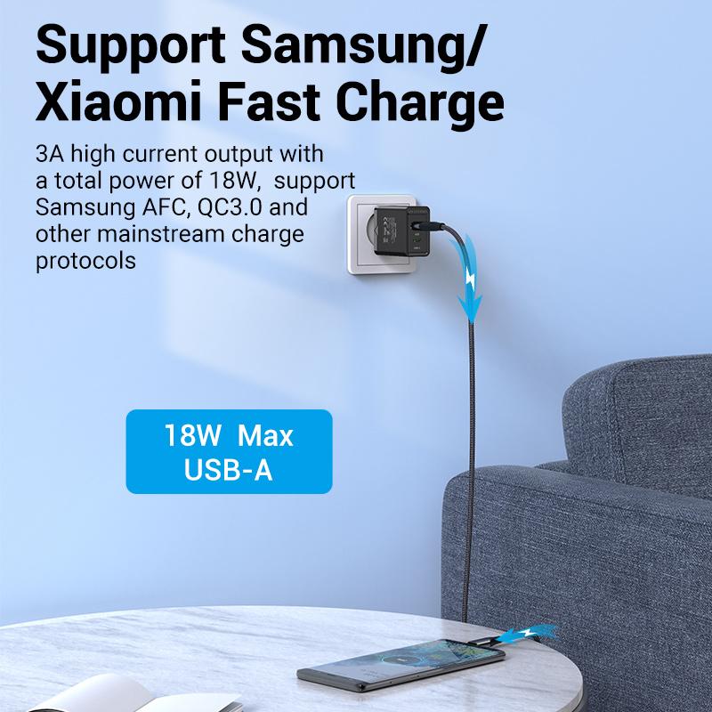 38W Fast USB Charger Vention Type C PD Fast Charging for iPhone 13 11 USB Quick Charge with QC 4.0 3.0 USB Portable Phone Charge