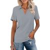 Женские футболки с короткими рукавами, летние рубашки с v-образным вырезом, повседневные базовые футболки с воротником, блузка