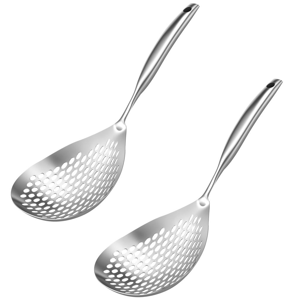 Скиммеры из нержавеющей стали, ложка с прорезями, сверхпрочная ложка-дуршлаг для процеживания перца, приправ, кулинарная ложка-совок