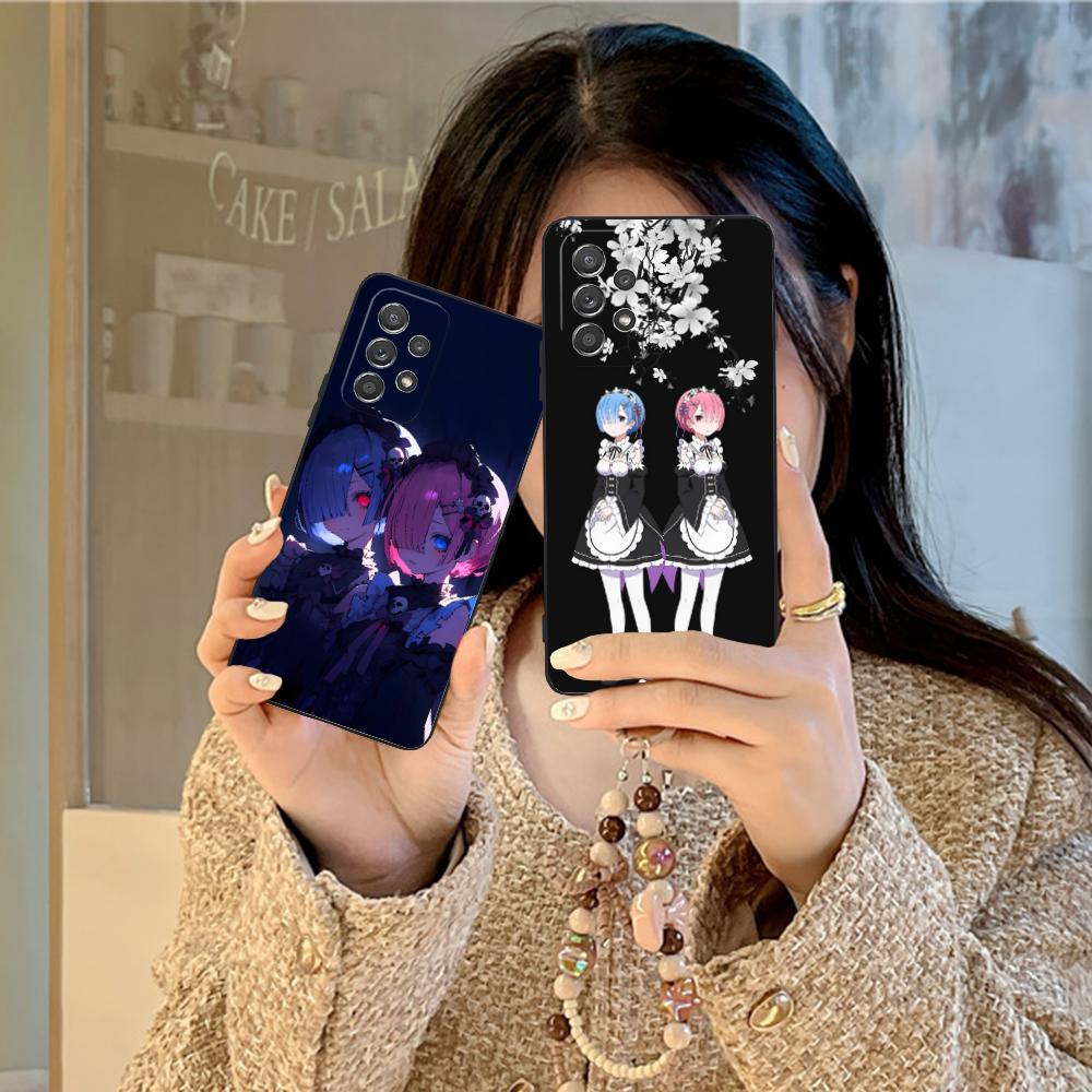 Чехол ReZero Rem Ram Матовый ТПУ для мобильного телефона Samsung Galaxy M55 54 42 35 34 33 32 23 22 15 14 13 12 F55 5G Цветная обложка