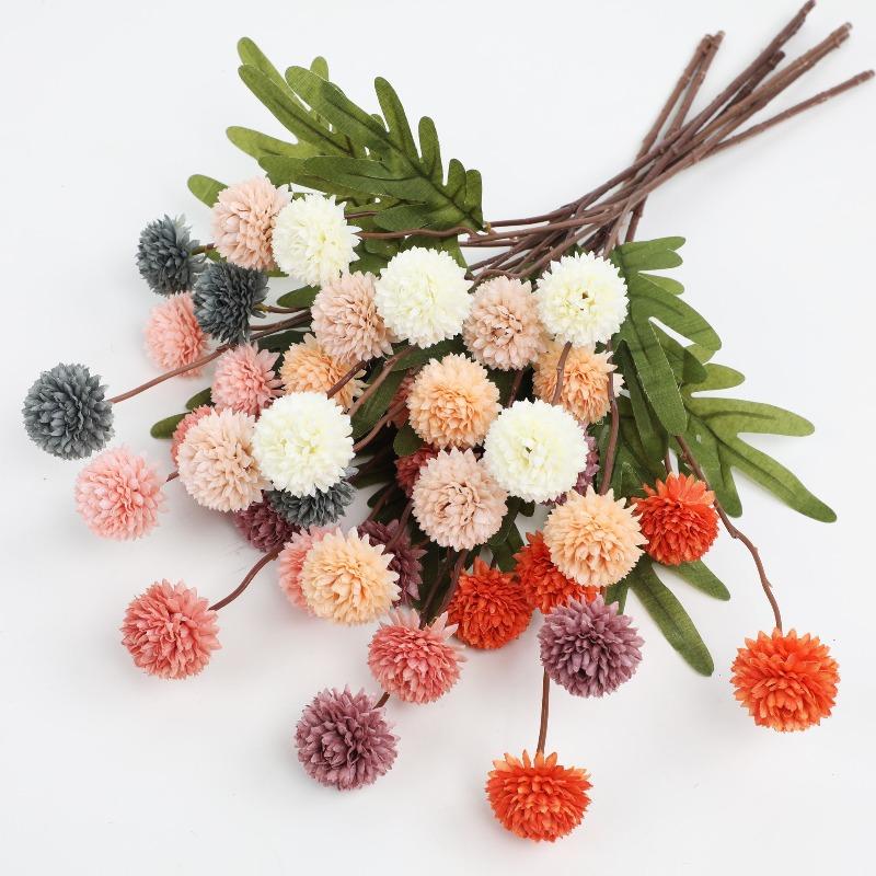 Artificial Artificial Flower Autumn 5-head Table Tennis Chrysanthemum Dandelion Artificial Flower Decorative Bouquet
