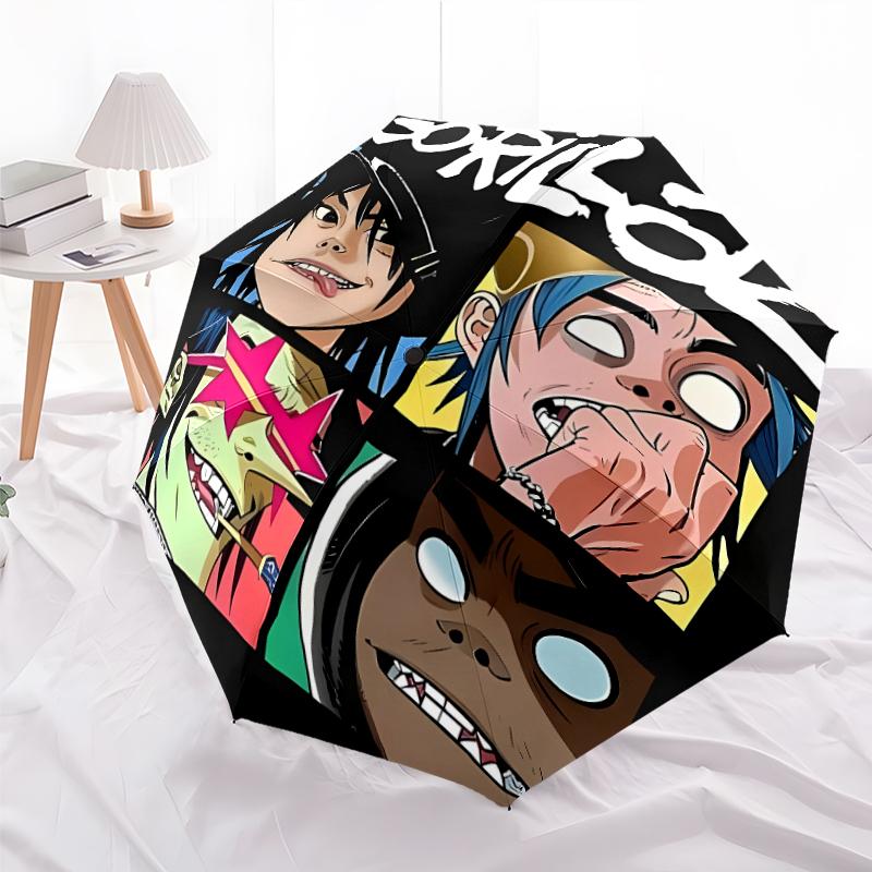 Складной зонт Gorillaz с принтом, для улицы, отдыха и путешествий, прочная ткань зонта, подарок на день рождения и праздник