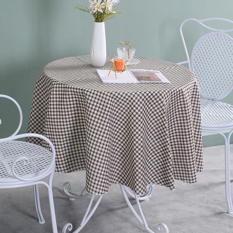 Круглая Скатерть Хлопок Лен Клетчатая Скатерть Маленькая Свежая Круглая Скатерть Скатерть для Кофейного Столика Скатерть для Кофейного Столика