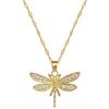 Full Diamond Dragonfly Light Luxury Temperament Gorgeous Full Diamond Necklace Female Versatile Collarbone Chain Titanium Steel Chain