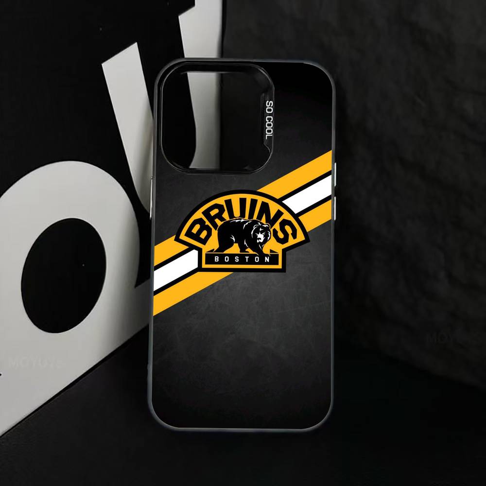 cool B-Bos-ton-B-Bru-ins Phone Case For iPhone 17,16,15,14,13,12,11 Plus,Pro Max,XS,Colored Silver Plated Inside Cover