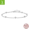 Simple Plain Silver Bead Chain Anklet Women'S Exquisite And Small S925 Sterling Silver Versatile Anklet Jewelry