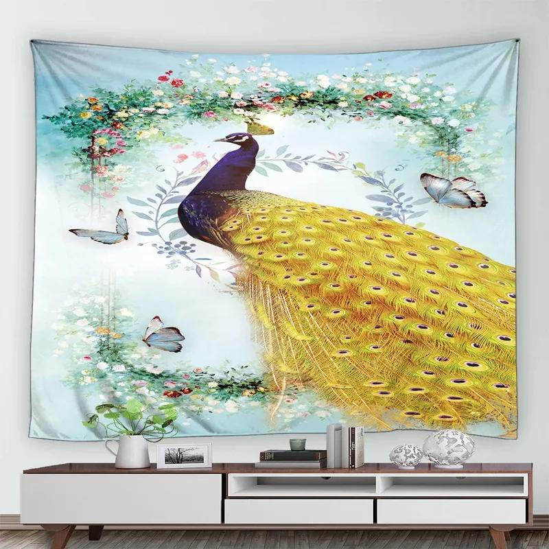 Green Peacock Decorative Tapestry Office Living Room Decor Home Wall Tapestry