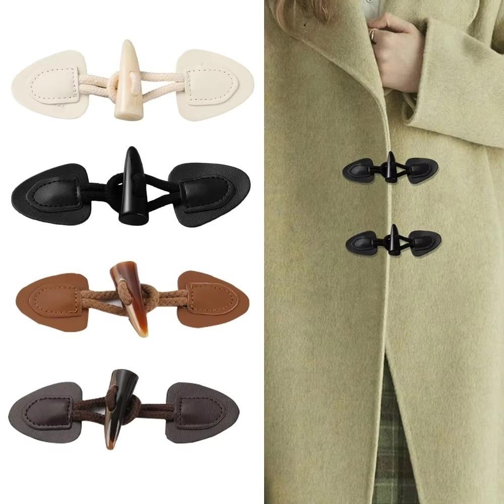 PU Leather Horn Buckle Vintage Sewing Crafts Button Fashion Sew-On Horn Buttons for Coats Jackets