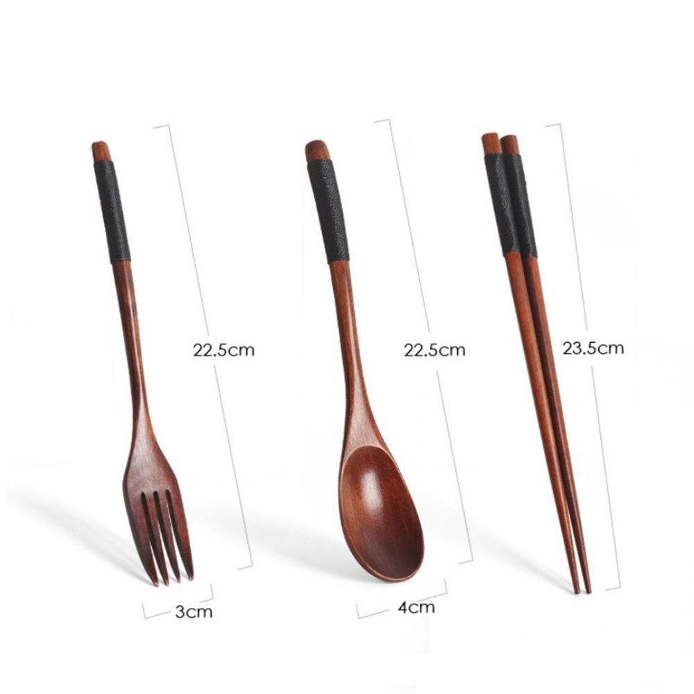 Dinner Kit Wooden Dinnerware Home Tableware Fork Chopsticks Spoon Set Cutlery Utensils Sets