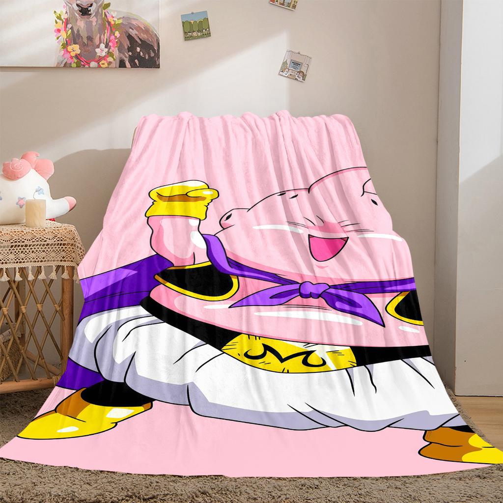 1PC Majin Buu Print Flannel Blanket, High quality All Seasons, Home Decor, Warmth and Comfort, Perfect for Christmas Gifts