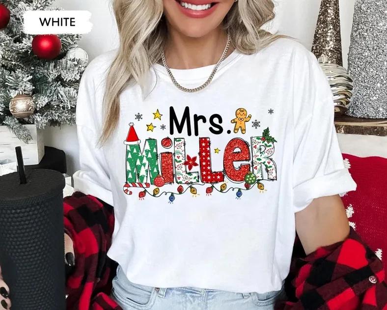 Personalized Name Teacher Christmas Shirt, Custom Teacher Name Shirt, Xmas Gift