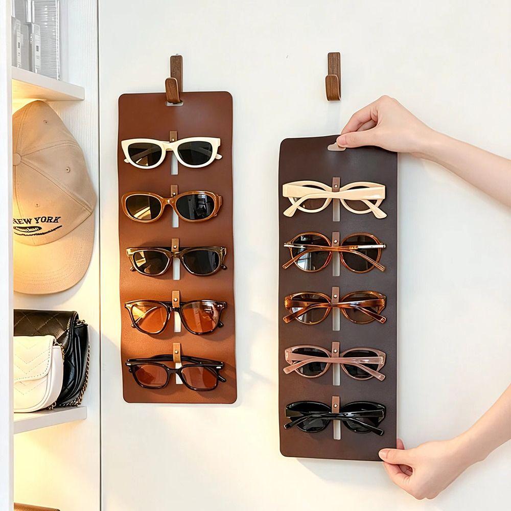 5 Slot Glasses Organizer Wall Mounted Hanging Eyewear Holder Sunglasses Storage Bag Office