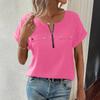 Spring and Summer Solid-color Zipper Shirt Button Top Women's Fashionable Casual T-shirt Women's Wear