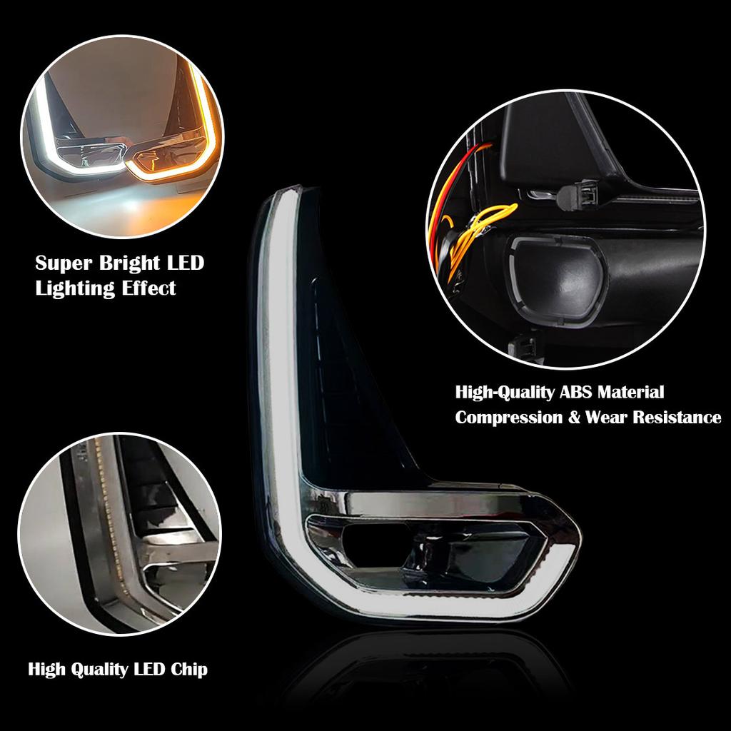 For Toyota Hilux Revo 2020 2025 Led DRL Fog Lamp Daytime Running Light Day Bumper Driving Waterproof Turn Signal Wires Switch
