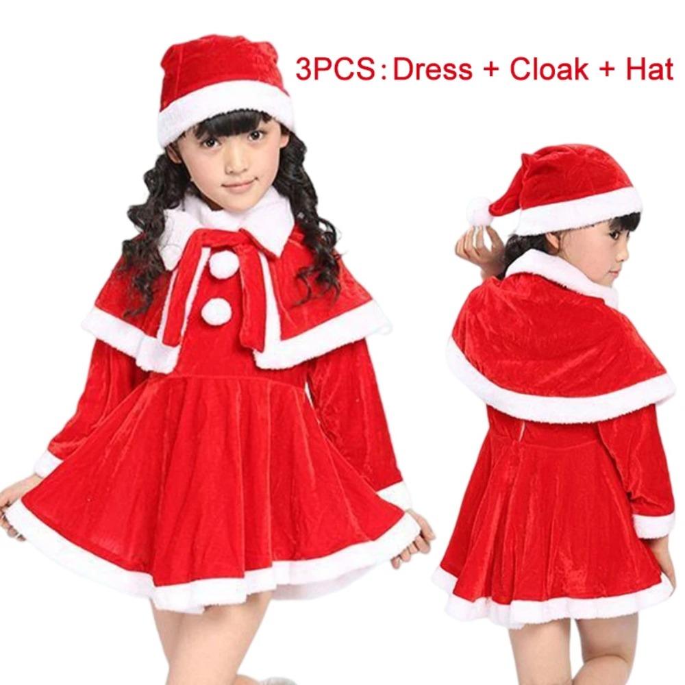 Long Sleeve Christmas Elk Dresses Shawl Christmas Performance Clothing Santa Claus Dresses