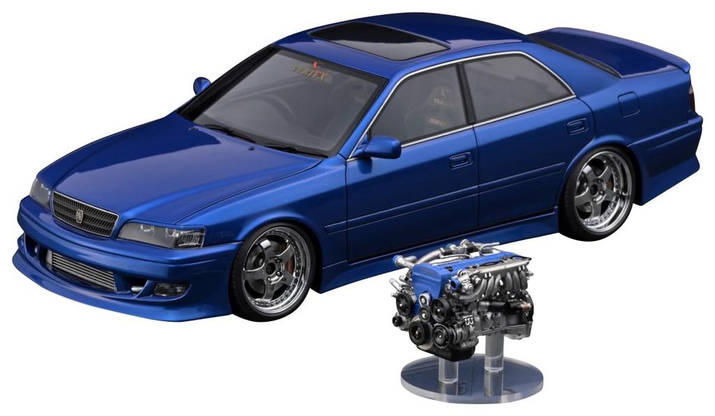 小学生の時作ったやつ Модель зажигания VERTEX JZX100 Chaser Blue Metallic с двигателем