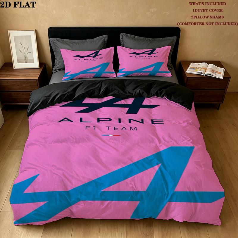 F1 Cars Pattern Bedding uilt Set uilt Cover Pillowcase Home Decoration Birthday Gift (1 * duvet cover + 2 * pillowcase without core)