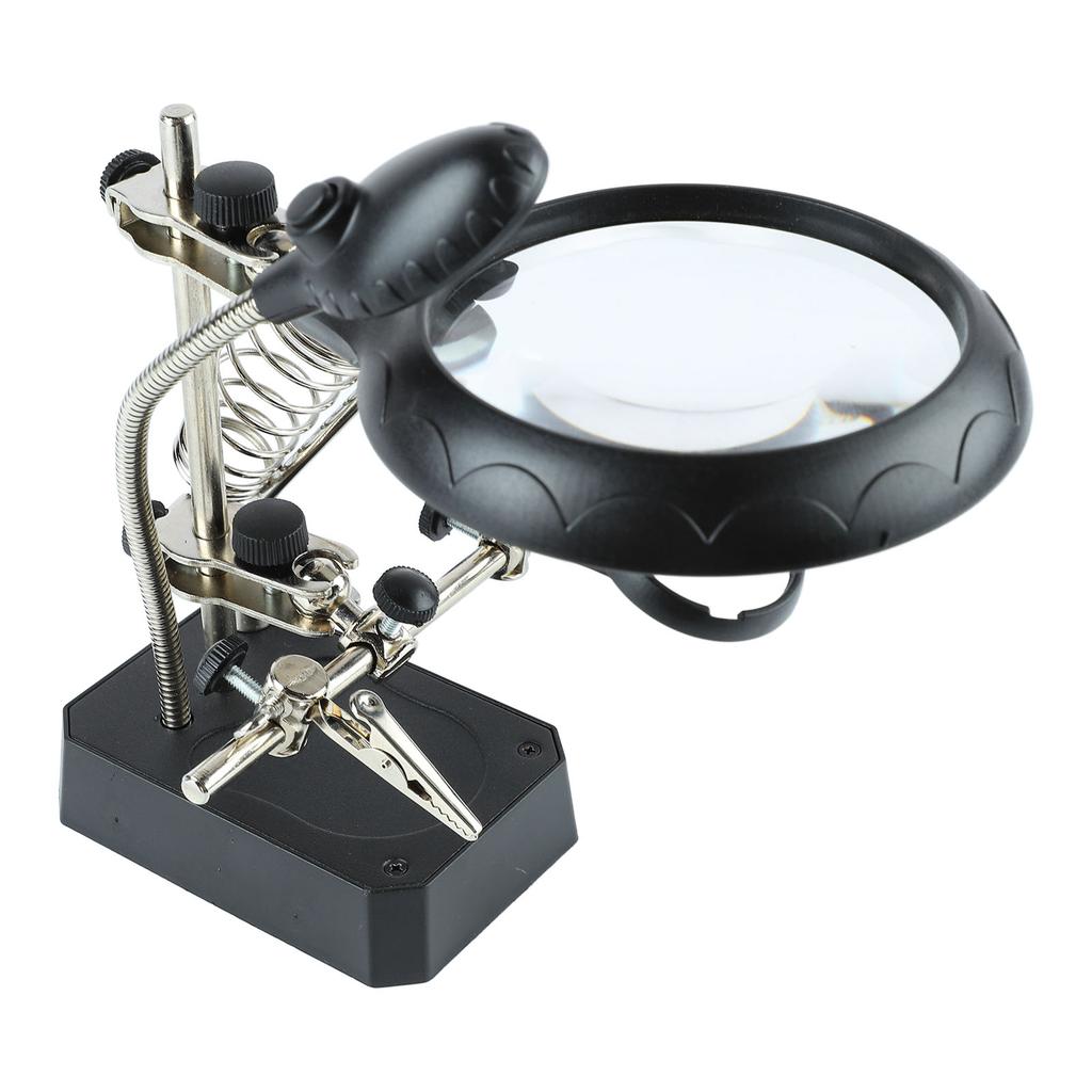 Увеличительное стекло, светодиодная настольная лампа с увеличительным стеклом и вспомогательными зажимами для осмотра и ремонта