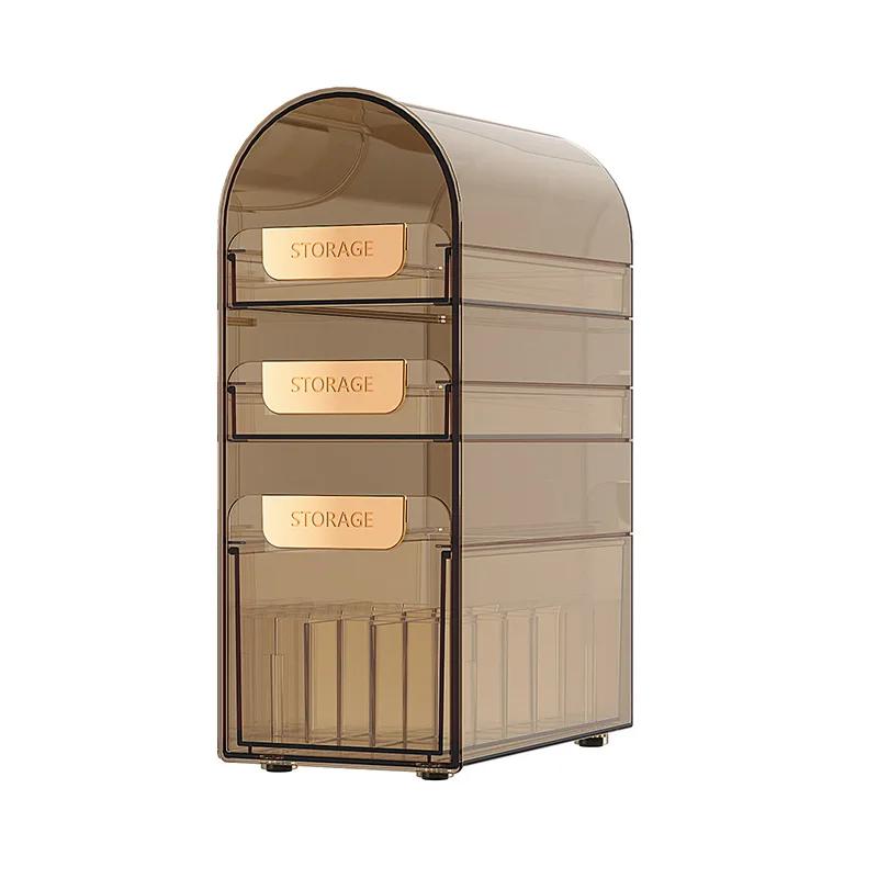 Акриловый органайзер для макияжа, косметический органайзер, пылезащитный настольный стеллаж для хранения ювелирных изделий, комод, чехол для губной помады, полка