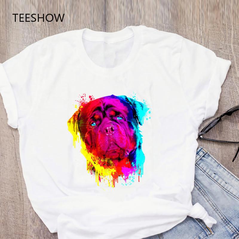 Немецкий дог Красочная живопись Искусство Женская футболка с коротким рукавом Футболка Женская Мода Топы Принт Повседневная Харадзюку Графическая футболка