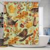 Autumn Leaves Birds Shower Curtain Waterproof Fabric Bathroom Decor for Fall Theme Home Decoration.