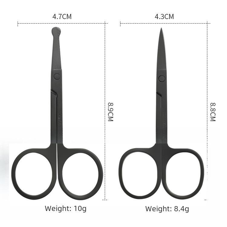 Косметические ножницы из нержавеющей стали: Машинка для стрижки волос в носу, маленькая, с черной отделкой, круглой головкой.