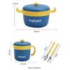 Baby Bowls Set with Baby Cup Spoon Fork for Toddlers with Lid Non-Slip Baby Bowl Baby Bowl Anti-Overflow Snack Cups Baby Blue
