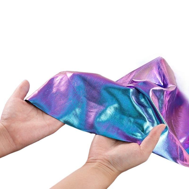 1м*1,6м Лазерная Эластичная Светоотражающая Ткань Магическая Цветная Полиэстер Бронзирование Дизайнерская Ткань для Костюмов Купальников Сумок Поделок