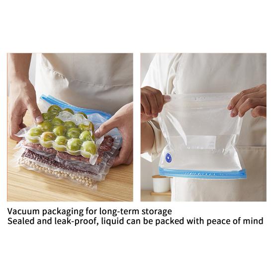 Mini Vacuum Sealer Machine Good Sealing Moisture-Proof 2-in-1 Extraction Inflation Rechargeable Kitchen Gadget for Meat Fish Vegetables Fruits