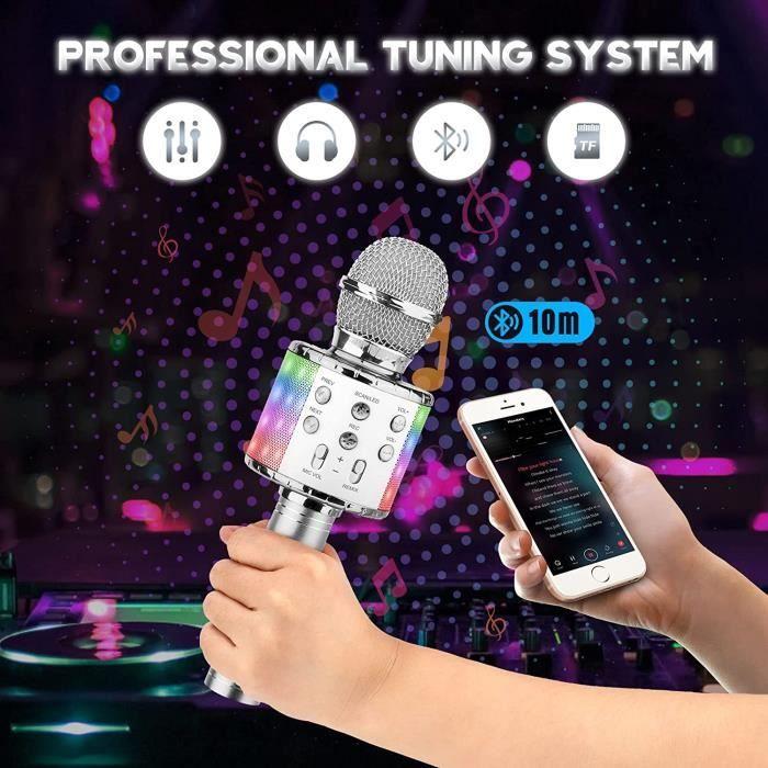 Microphone Karaoké - ShinePick - Portable Bluetooth - LED - Enfants - 2400 mAh