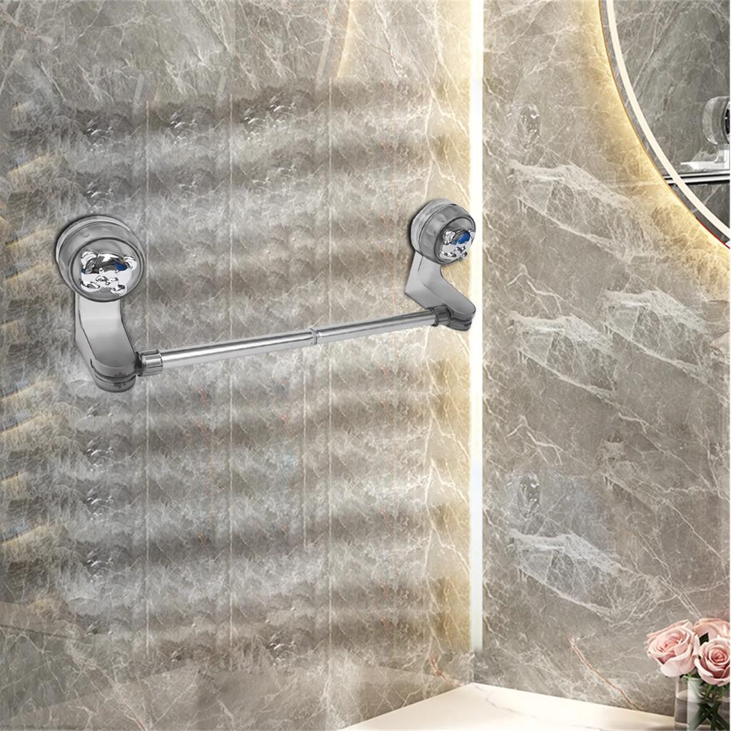 Easy Installation Adjustable Towel Holder Multi-Functional Rack Stainless Steel Accents Strong Suction Power Towel Holder