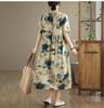 Short Sleeve Plus Size Cotton Vintage Floral New In Dresses for Women Casual Loose Long Summer Dress