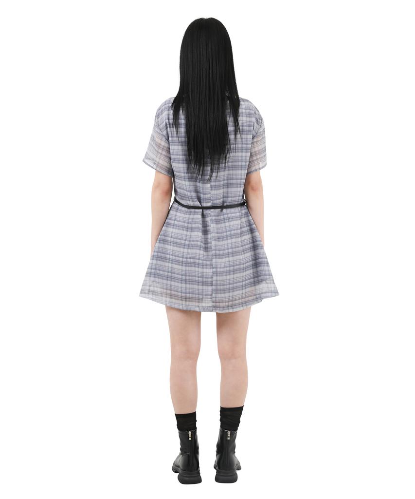 Catharsis Chiffon Mini Dress Black Check One Size