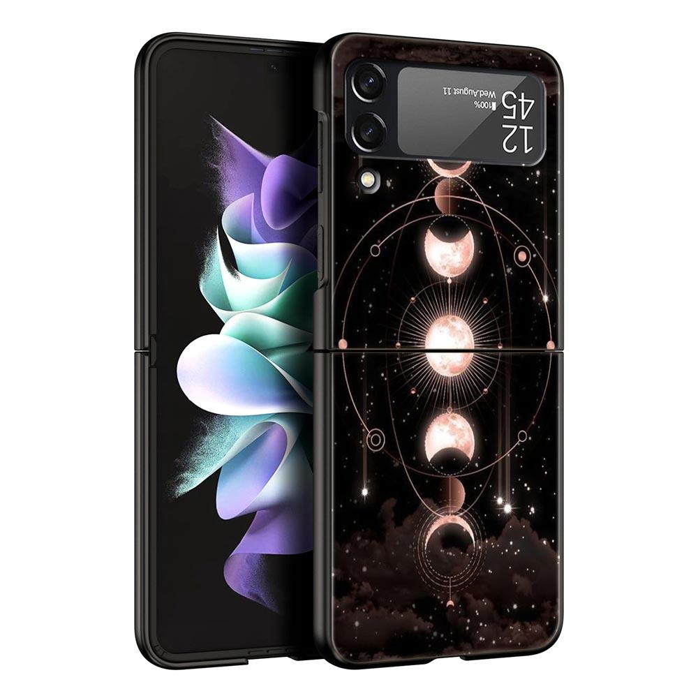 Чехол для телефона 'Планета и звездное небо' для Samsung Galaxy Z Flip3 Flip4 Flip5, ПК-корпус для Z Flip 3 4 5, Черная жесткая складная крышка