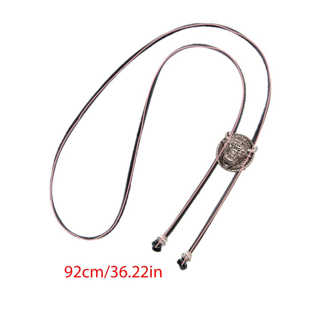 Галстук-боло ручной работы круглой формы в западном ковбойском стиле, галстук-боло с подвеской в виде головы быка из искусственной кожи для мужчин