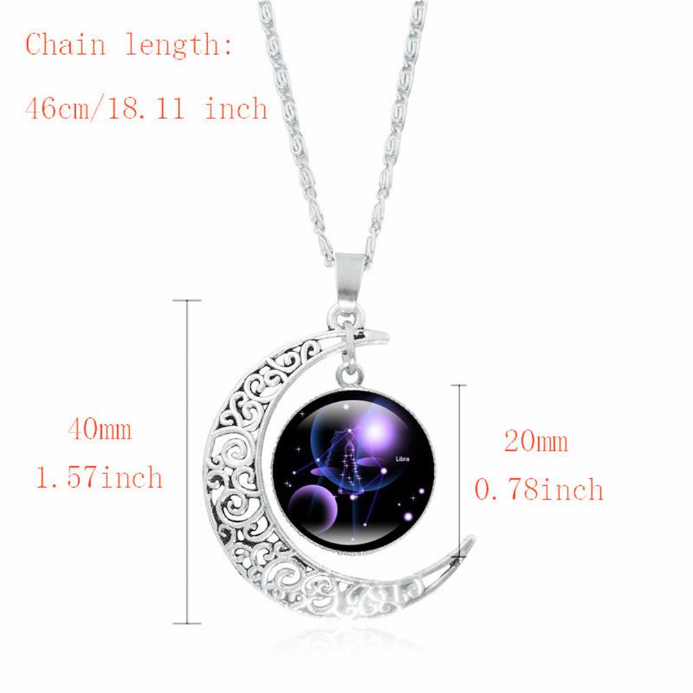 Men Boys 12 Zodiac Celestial Jewelry 12 Constellation Necklace Moon Pendant