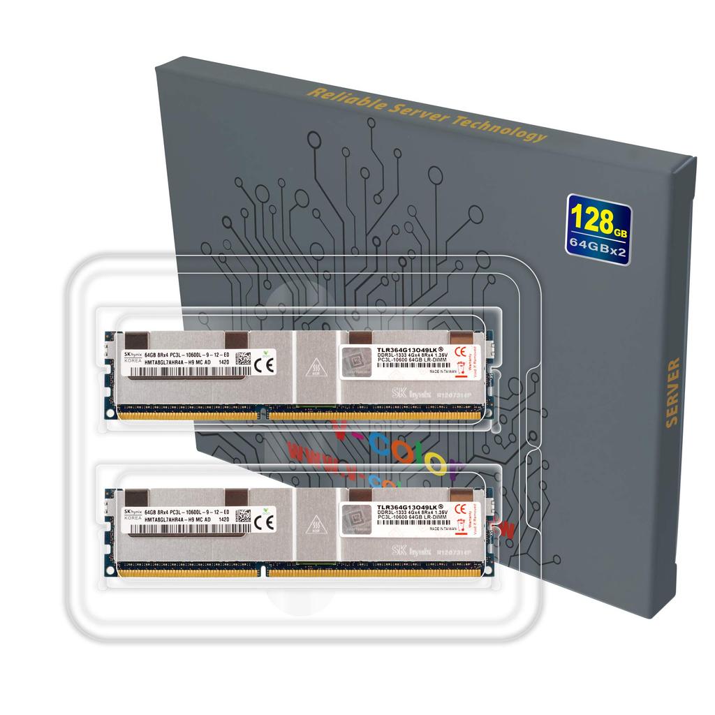 Оригинальная микросхема Hynix Сервер 128 ГБ x ECC Load Reduced с памятью v-color TLR364G13O49LK, DDR3L-1333 МГц PC3L-10600, (2 64 ГБ), DIMM, 4Gx4, 8Rx4, 1.35V (Низкий