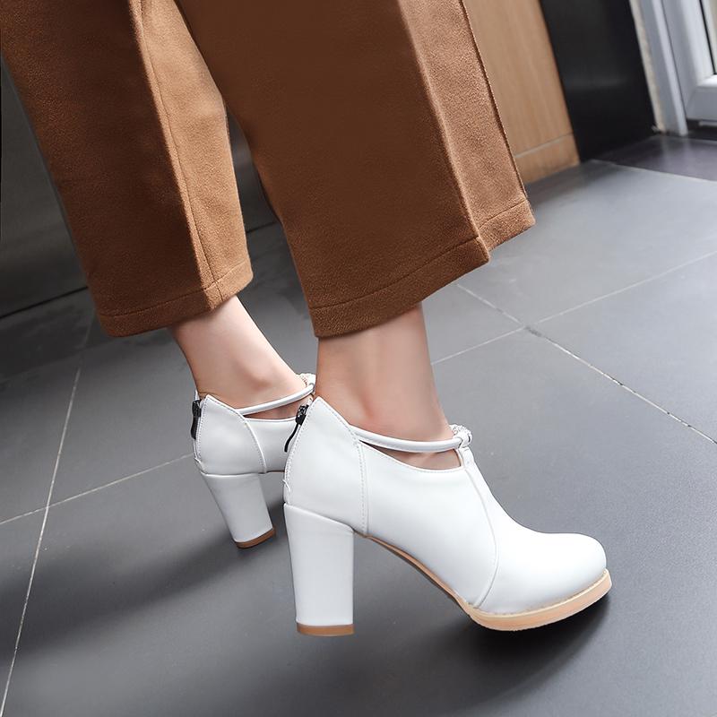 Женские туфли на высоком каблуке, весенние и осенние, однотонные, на толстом каблуке, большого размера, с низким верхом, универсальные, на все времена года