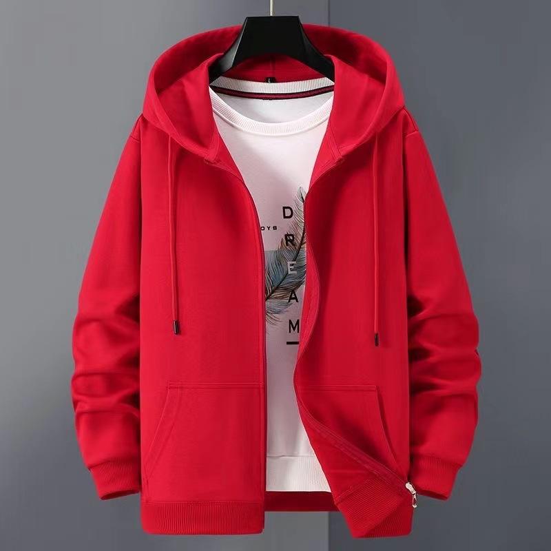 Autumn Men's Large Size Solid Color Hooded Sweatshirt