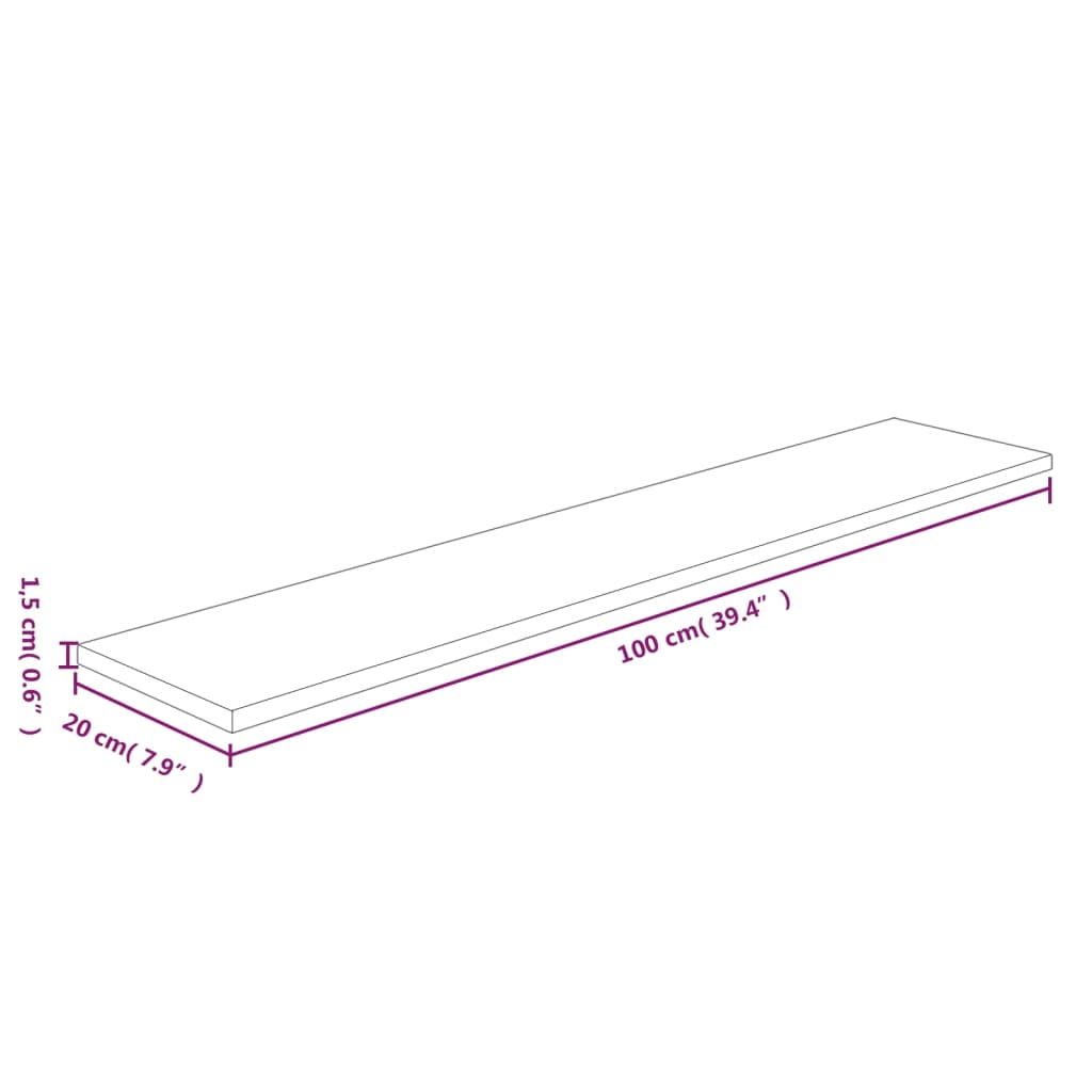 Wall Shelf Board 100x20x1.5 cm Untreated Solid Oak Wood