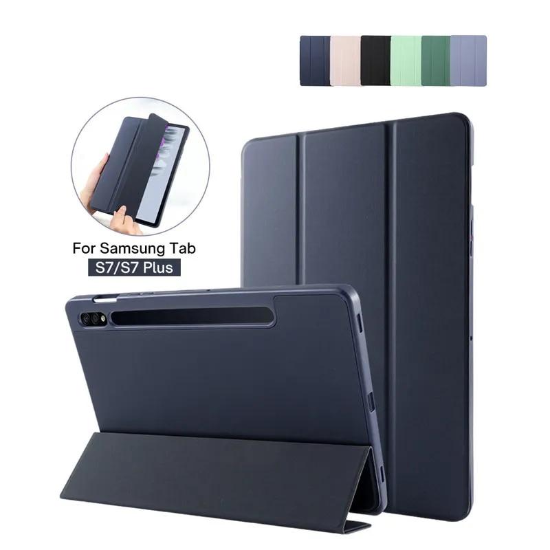 Умный кожаный флип-чехол для Samsung Galaxy Tab S8 S7 S9 Fe 11 дюймов Funda Galaxy Tab S7 Plus FE S8 S9 Plus 12,4 с лотком для ручек Smart Cover