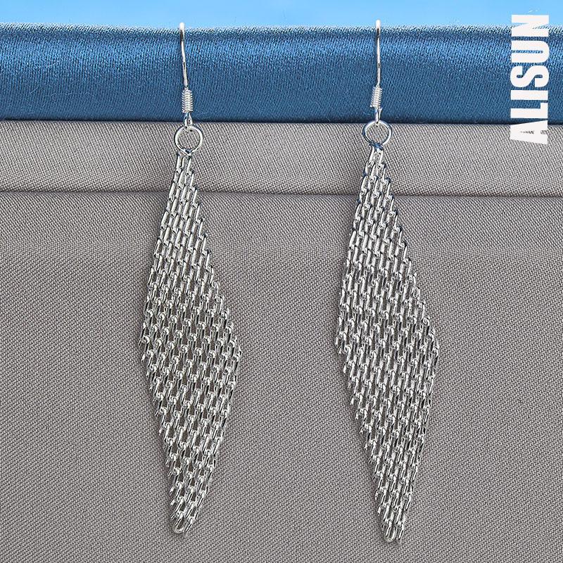 Серьги-подвески из переплетенного серебра 925 пробы, модные свадебные украшения