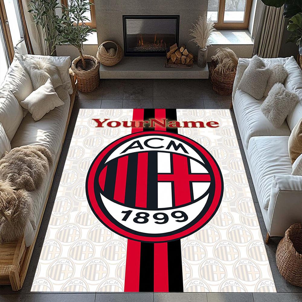Ac Milan Customize Your Name Floor Mat Perfect for Game Room Playrooms Dining Room Kitchen Anti-slip Rug Anime Office Decor Perfect Gift for Women/Men