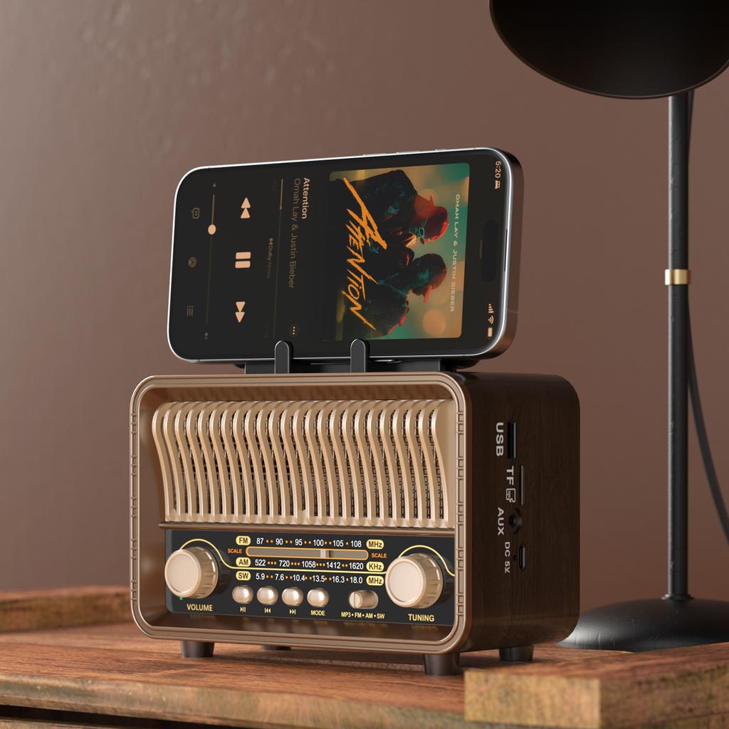 Ретро AM FM SW Многодиапазонное радио Античный дизайн с Bluetooth-динамиком TF/USB MP3-плеером