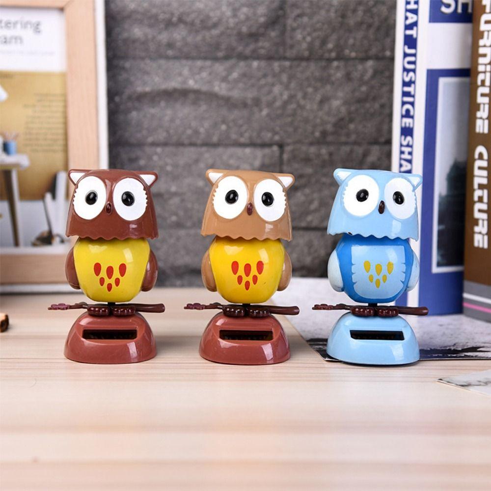 Decor Solar Powered Animal Shaking Head Toy Owl Dancing Doll Swinging Toy Car Ornament Decoration