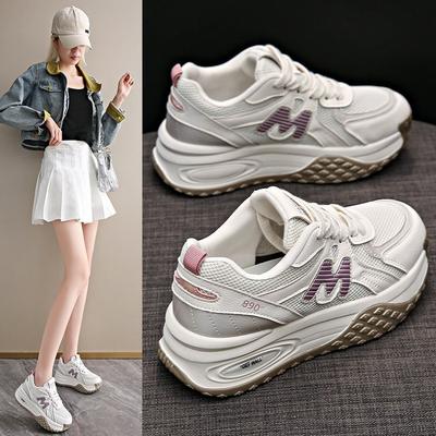 Женские кроссовки «папины кроссовки», маленькие женские ноги, толстая подошва с подъемом, мягкая подошва дышащая, сетка 2024 новая обувь женская спортивная и повседневная обувь